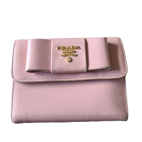 Prada Saffiano Compact Bow Leather Wallet - Picture 1 of 8